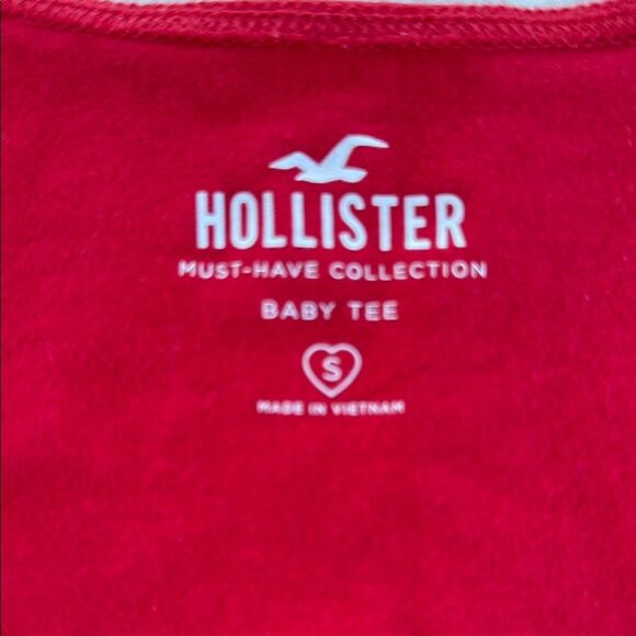 Hollister Women's Red Wrap Baby Tee Cropped Cotton Top Size Small - Picture 2 of 6